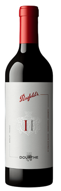 Penfolds wine bottle with red cap and white label on a wooden surface