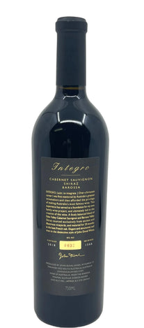 Wine bottle with a label on a white background