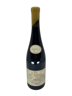 Wine bottle with label on a white background